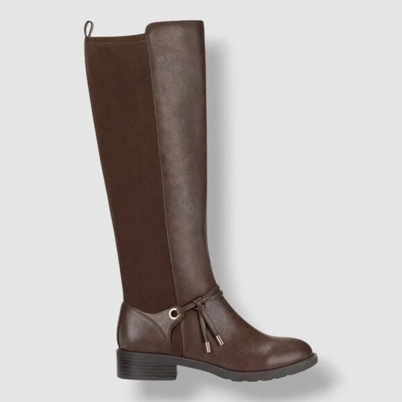 Style & Co. Verrlee Women"s Faux Leather Riding Knee-High Boots, Mocha Smooth 7M - Picture 2 of 5